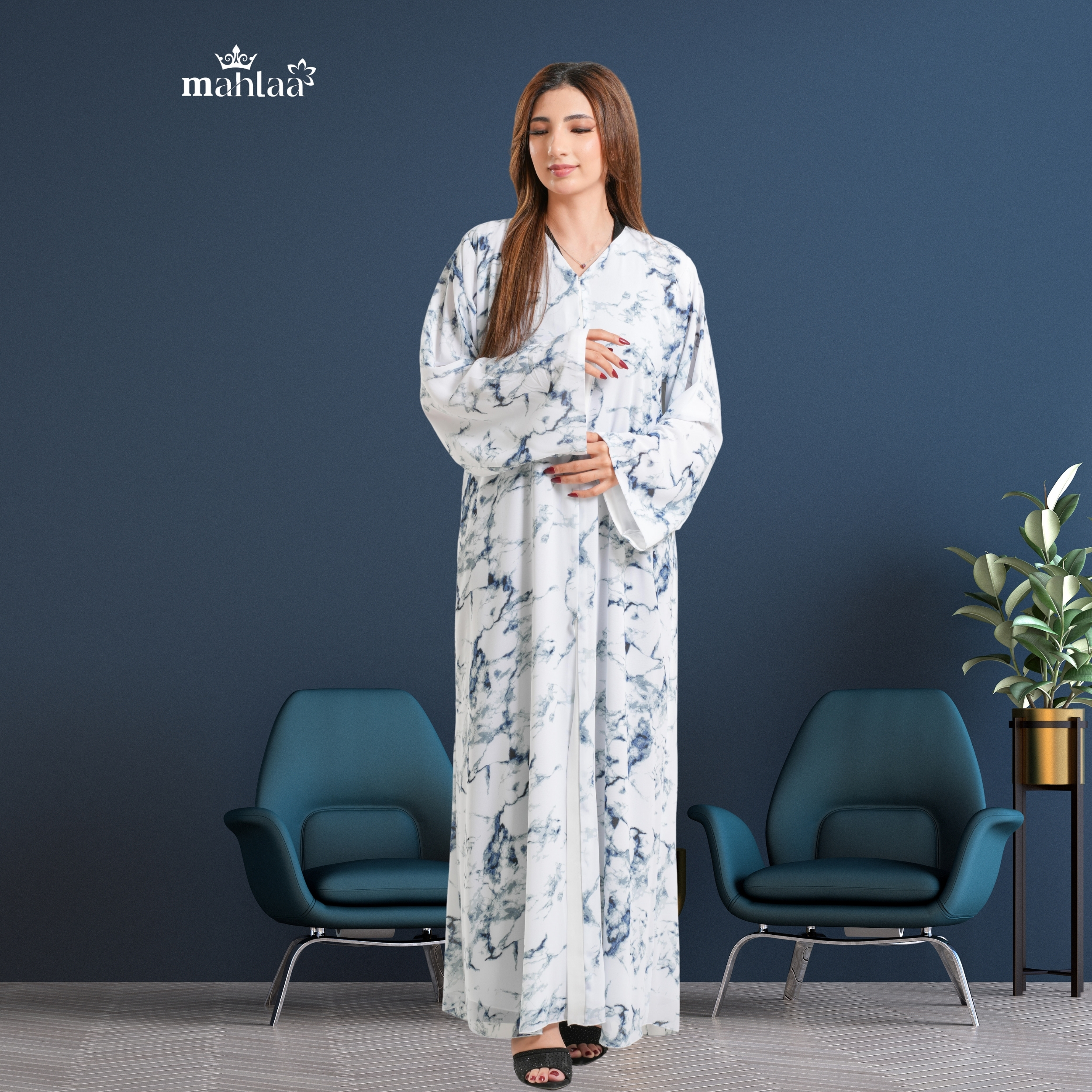 Skywave Marble Pattern Abaya |