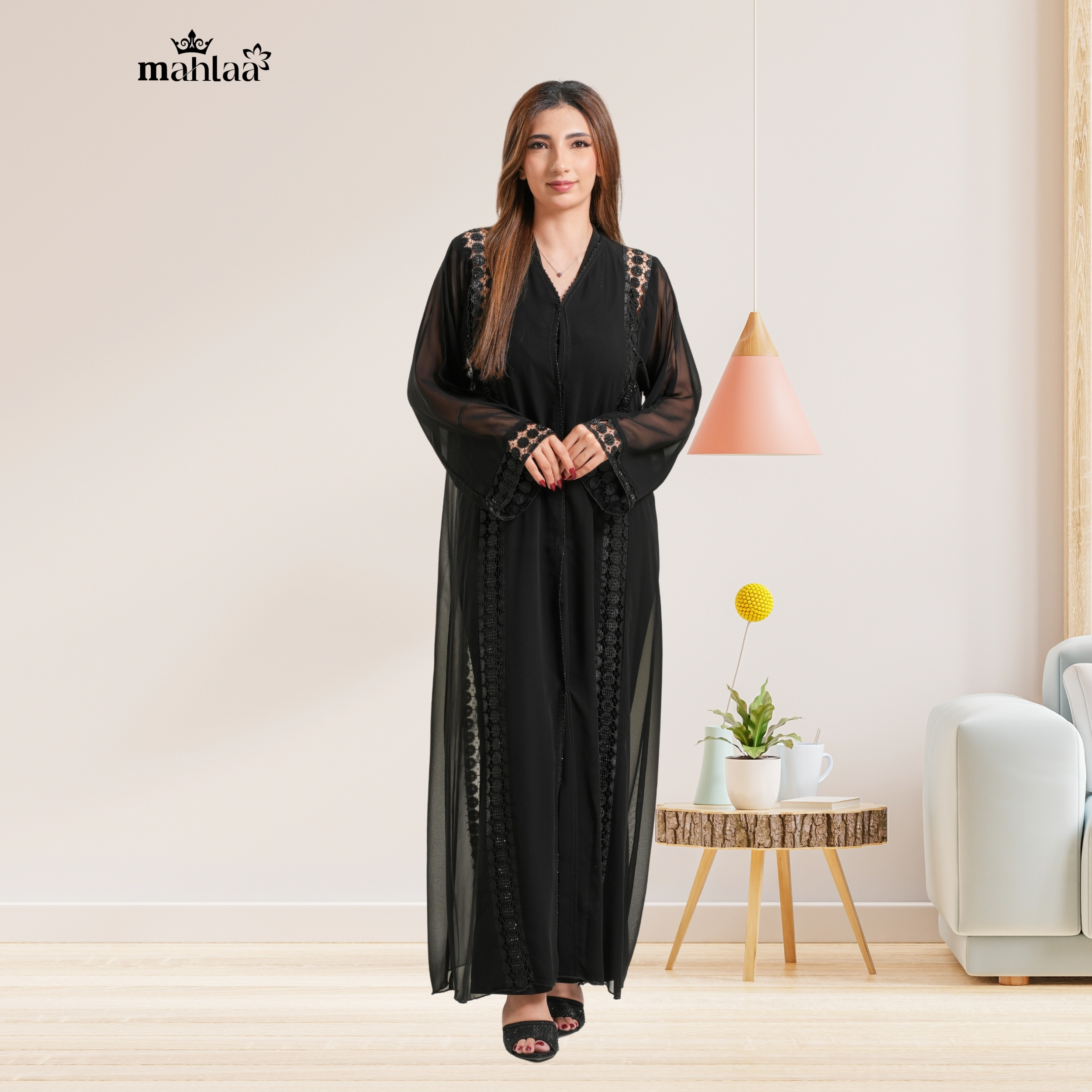Nafac Lace Black Abaya |